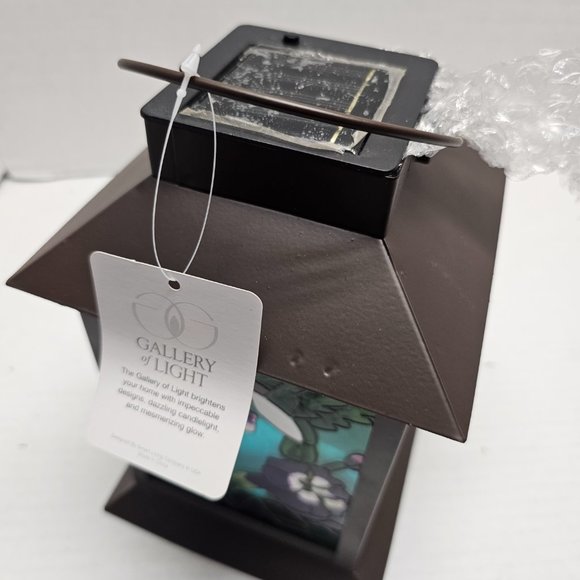 New Pagoda Zen Stained Floral Glass Solar Powered Garden Humming Bird Lantern - Picture 14 of 16